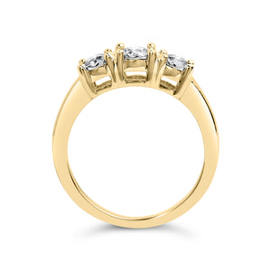 10K Yellow Gold 1/2 Cttw Miracle Set Round Diamond Three Stone Illusion Plate Ring (I-J Color, I2-I3 Clarity) - Size 7