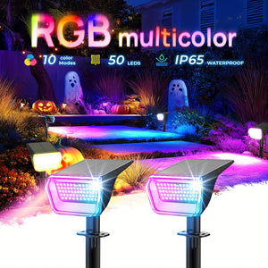 RGB Solar Spotlights Outdoor – Color Changing Waterproof Lights for Yard & Garden