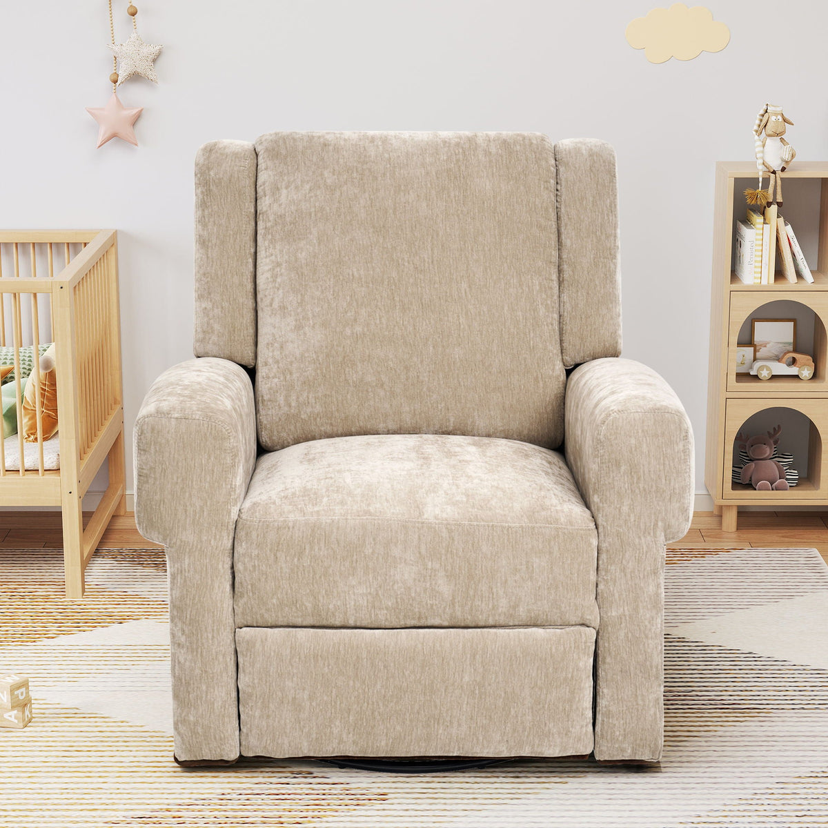 Manual Recliner Chair With Swivel Rocker Function, Dual Recline Angles