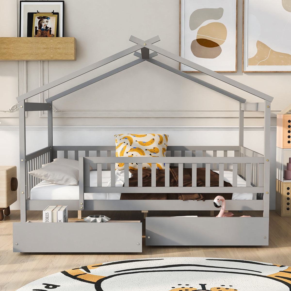 House Bed With 2 Drawers