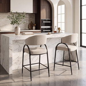 25'' Seat Height Modern Fabric Bar Stools with Back