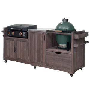 K&K 80.5' Outdoor Kitchen Island for Big Green Egg & Blackstone Griddle