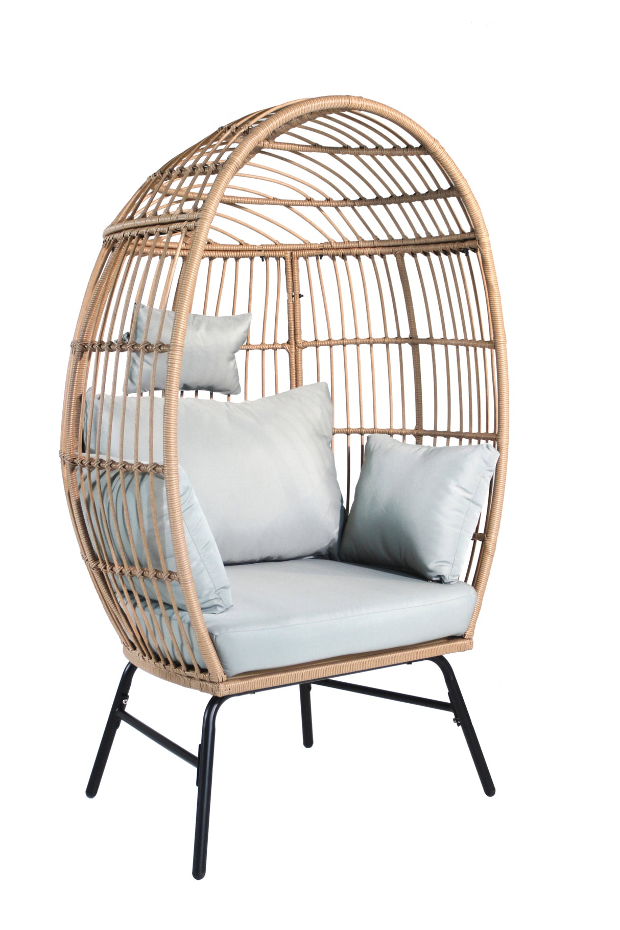 Outdoor garden wicker egg chair and footstool patio chaise
