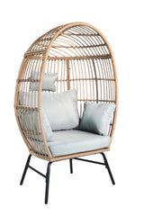 Outdoor garden wicker egg chair and footstool patio chaise