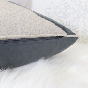 Holiday Reindeer Velvet Accent Pillow with White Appliqué - Gray and White