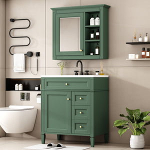 Bathroom Vanity With Top Sink, Storage Cabinet, And Mirror Cabinet