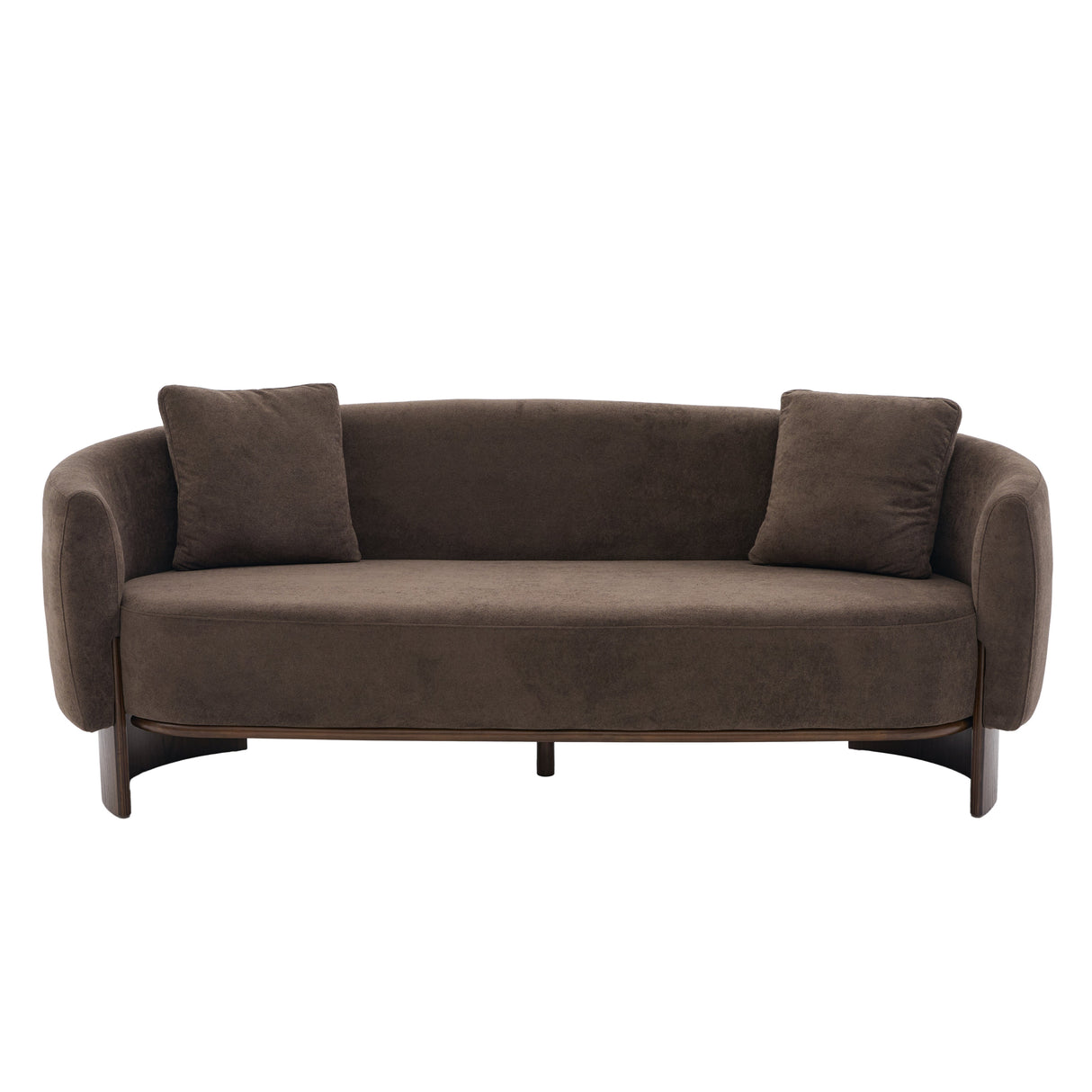 81 In. Curved Velvet Sofa With Wooden Base