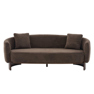 81 In. Curved Velvet Sofa With Wooden Base