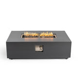 Volon Modern Rectangular Fire Pit Table in Light Gray