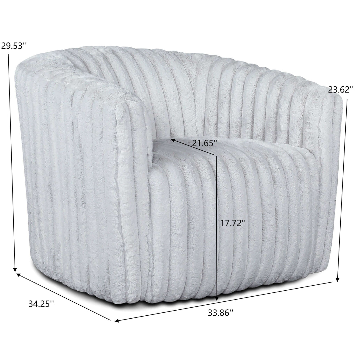 Modern Comfort Swivel Chair with Channel-Tufted Design - White or Gray