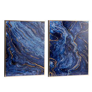 The Oceanus Elegance™ — Marbled Blue & Gold Panel Wall Art