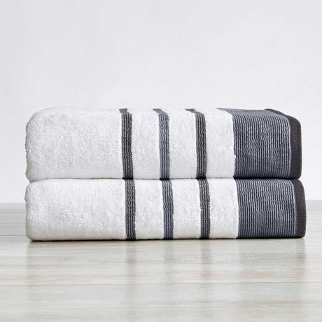 Decorative cotton stripe bath towel set - noelle collection