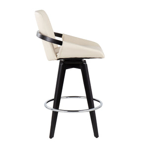 Cosmo - Contemporary Fixed Height Counter Stool With Swivel And Round Footrest (Set of 2)