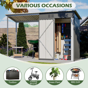 Durable 5x3FT Galvanized Steel Shed & Gazebo Combo