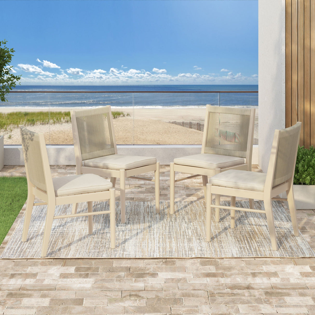 Cordoba - Dining Chair (Set of 2) Comfortable Armless Chairs - Beige