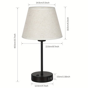 Bedside Table Lamps Set of 2 with USB Ports for Bedroom Nightstand Lighting