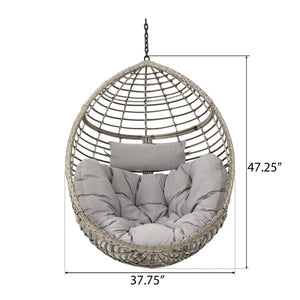 Hanging Basket Chair With Metal Frame And Seat Cushion