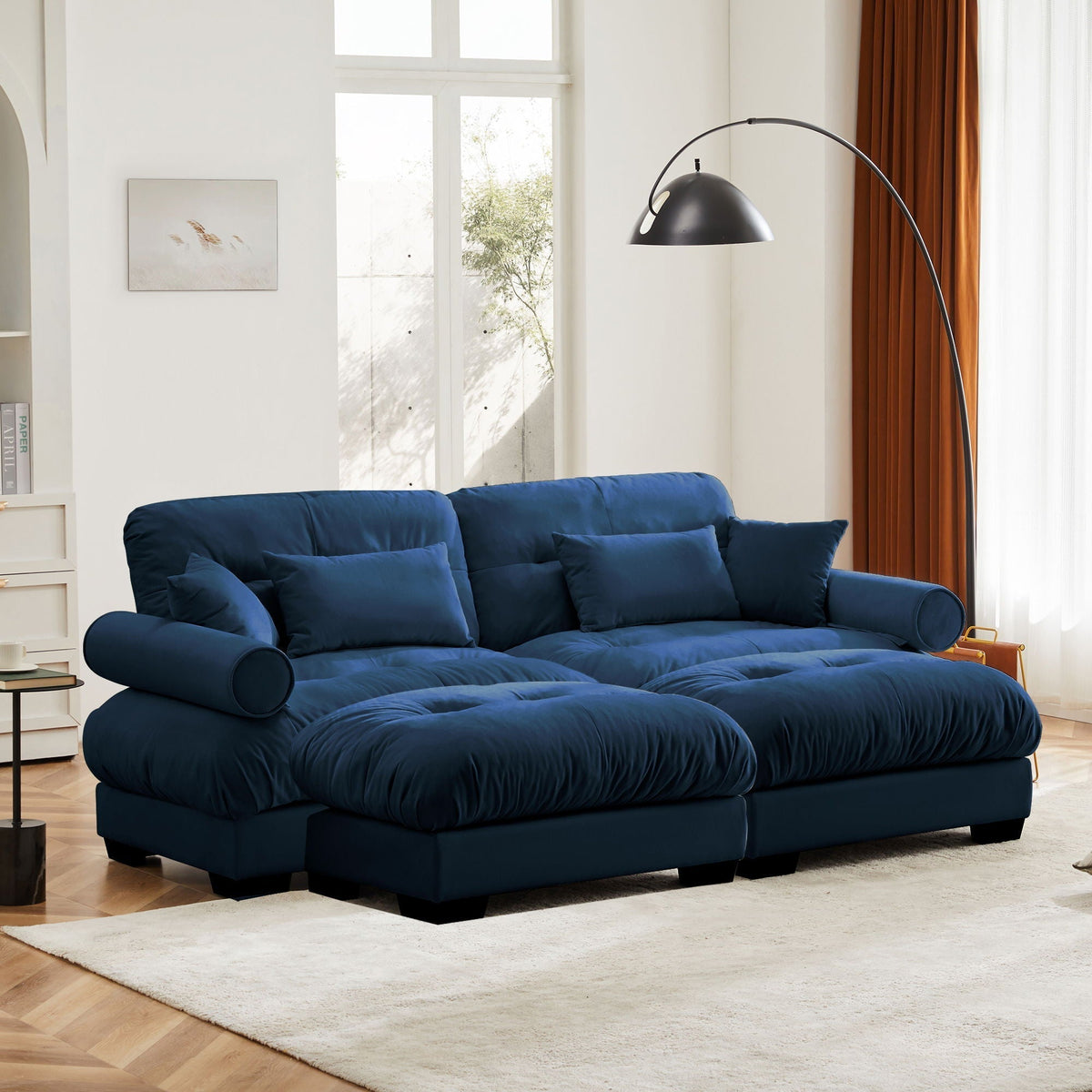 Oversized Modular Sectional Sofa with Movable Ottoman - Fabric, Multiple Colors