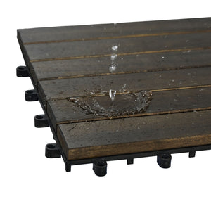 Acacia Hardwood Interlocking Deck Tiles, Striped Pattern