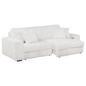 Jacana Corduroy Upholstered Dual Power Chaise Sofa Ivory