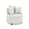 Modern Upholstered Swivel Chair With Button Tufted Design And Movable Wheels