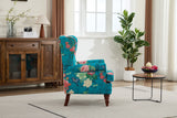 Modern Accent Chair with Retro Wood Legs - Floral