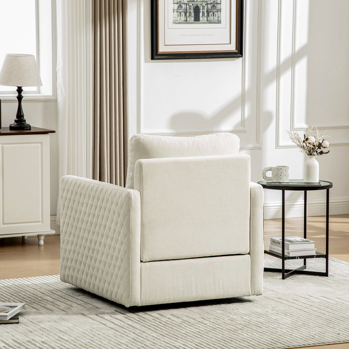 29.5''W Upholstered 360° Swivel Armchair with Hidden Storage