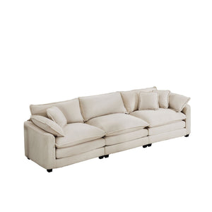 Mid-Century Modern 3 Seater Sectional Sofa With Arm And Throw Pillows