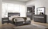 Traditional Queen 5 PC Storage Bedroom Set in Gray Wood