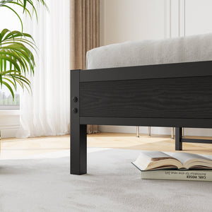 Queen Size Bed Frame with Storage Headboard and Charging Station