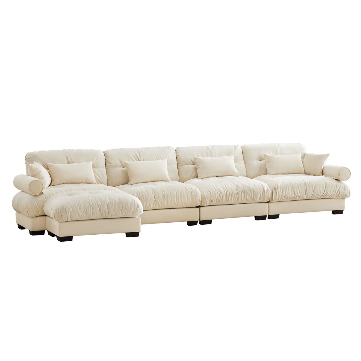 Oversized Modular Sectional Sofa with Movable Ottoman - Fabric, Multiple Colors