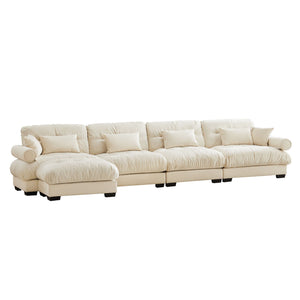 Oversized Modular Sectional Sofa with Movable Ottoman - Fabric, Multiple Colors