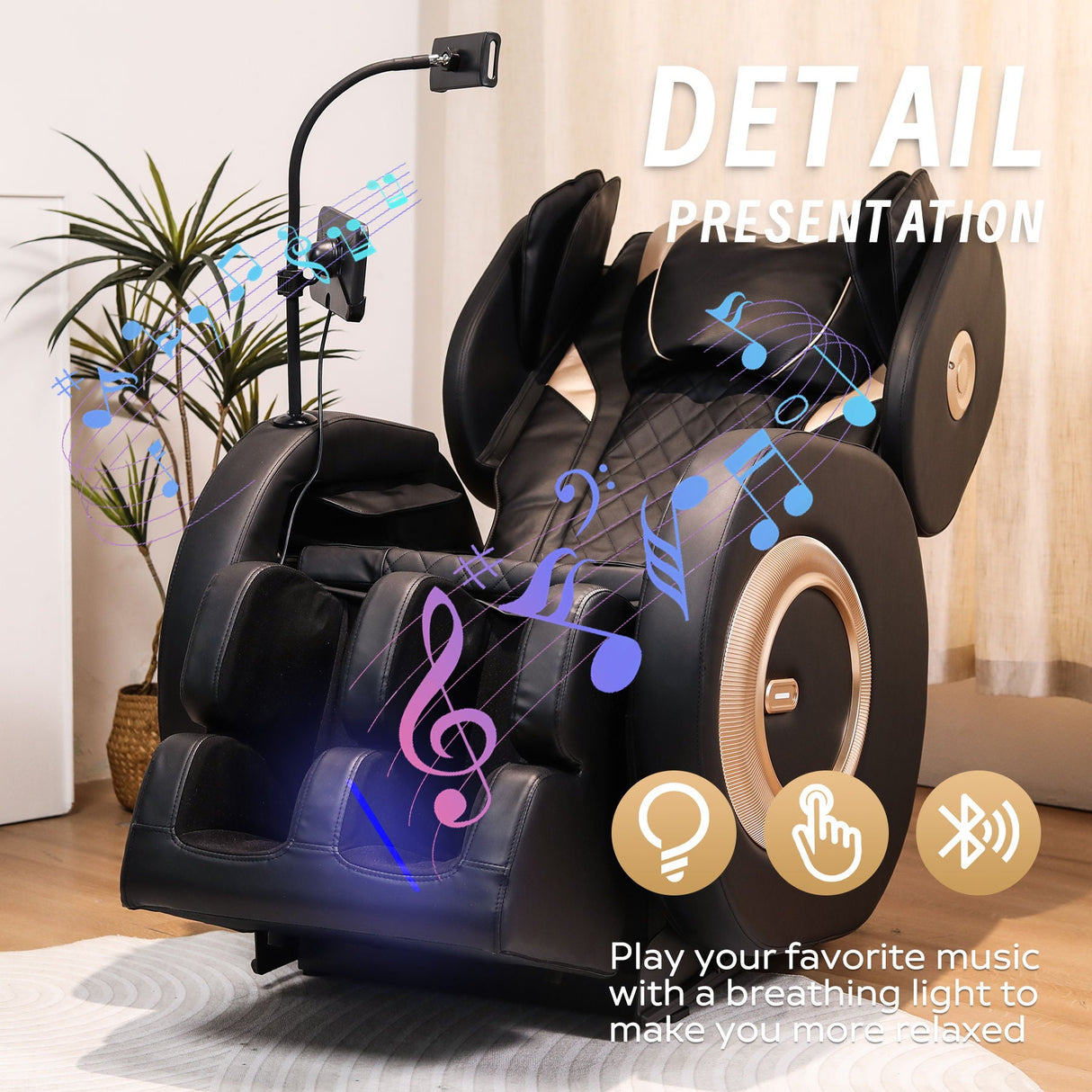 Automatic Massage Chair Recliner With Zero Gravity And Full Body Air Pressure - Black