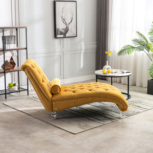 Chaise Lounge Indoor, Button Tufted Upholstered Chaise Lounge Chair With Pillow