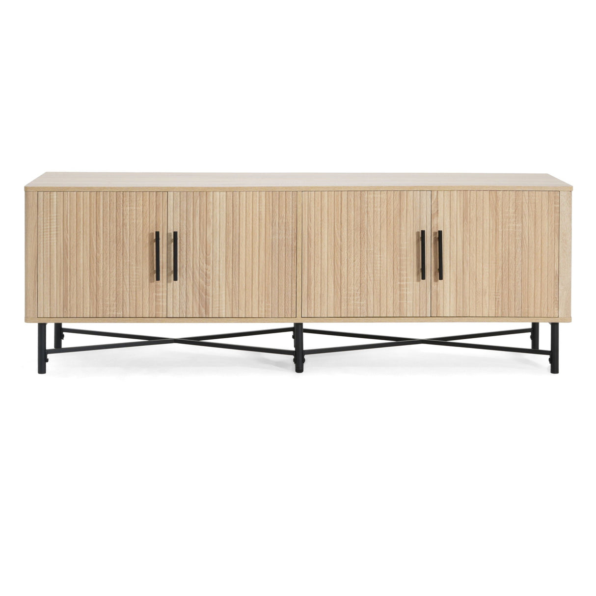 4 Door TV Cabinet, 2 Storage Spaces, Adjustable Shelves