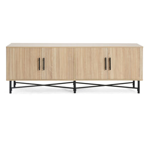 4 Door TV Cabinet, 2 Storage Spaces, Adjustable Shelves