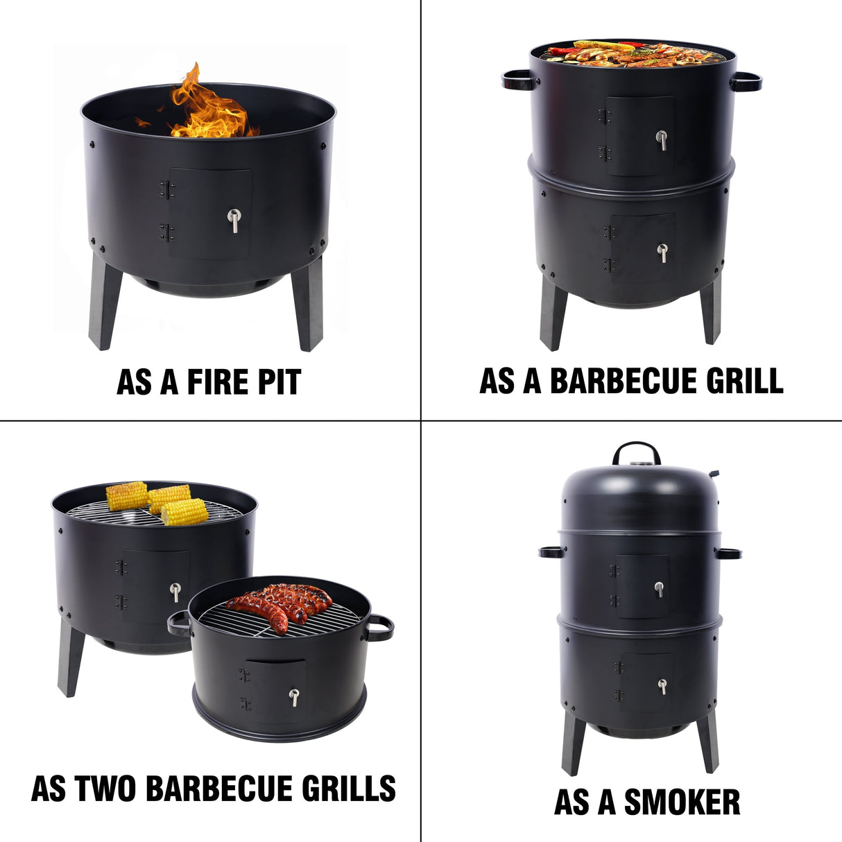 Charcoal Smoker Grill Wood Smoker Grills Outdoor Cooking 16 Inch Portable BBQ