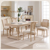 French Country Dining Chairs Set of 2 Upholstered With Natural Rattan Back