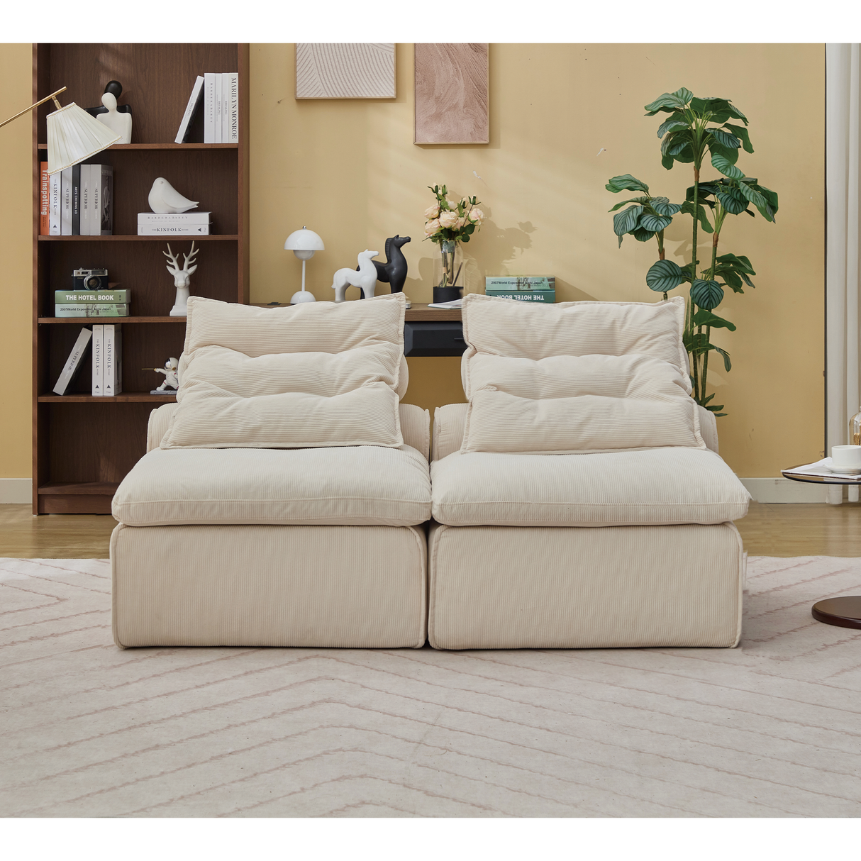 Modular Sofa with Neck and Lumbar Pillows - 2 Seats