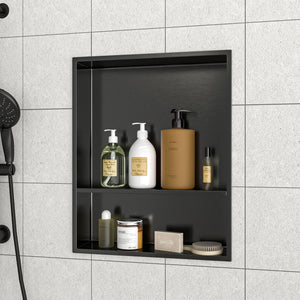 Modern Stainless Steel Shower Niche Double Shelf For Bathroom