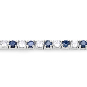 6.87 ct. t.w. Blue Sapphire and White Topaz Bracelet in Sterling Silver