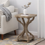 French Country Accent Table with Hourglass Design in Natural MDF