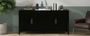 U_Style Modern 4-Vertical Wavy Slatted Doors Sideboard