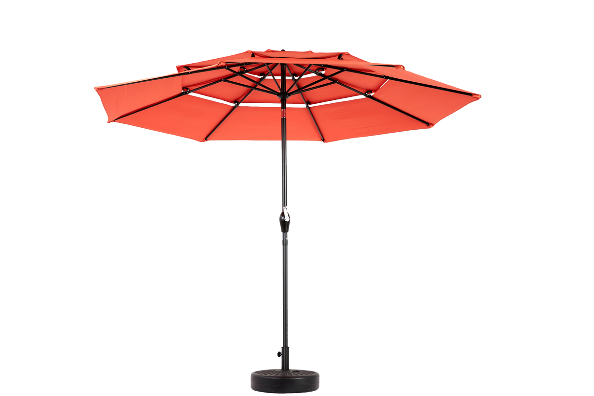 Aluminium 10ft 3-Tier Auto-Tilt Outdoor Patio Umbrella - Orange