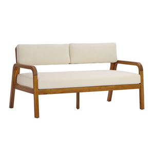 2 Pieces Outdoor Sofa Set with Cushions - Teak