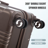3 Piece ABS Spinner Wheel Luggage Set (Brown)