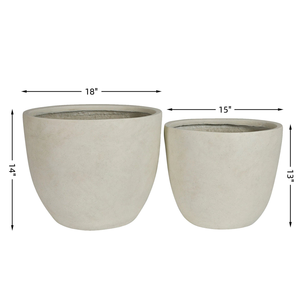 Round Concrete Planter Set of 2, Large Handmade Rustic Planter Pots