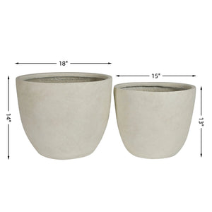 Round Concrete Planter Set of 2, Large Handmade Rustic Planter Pots