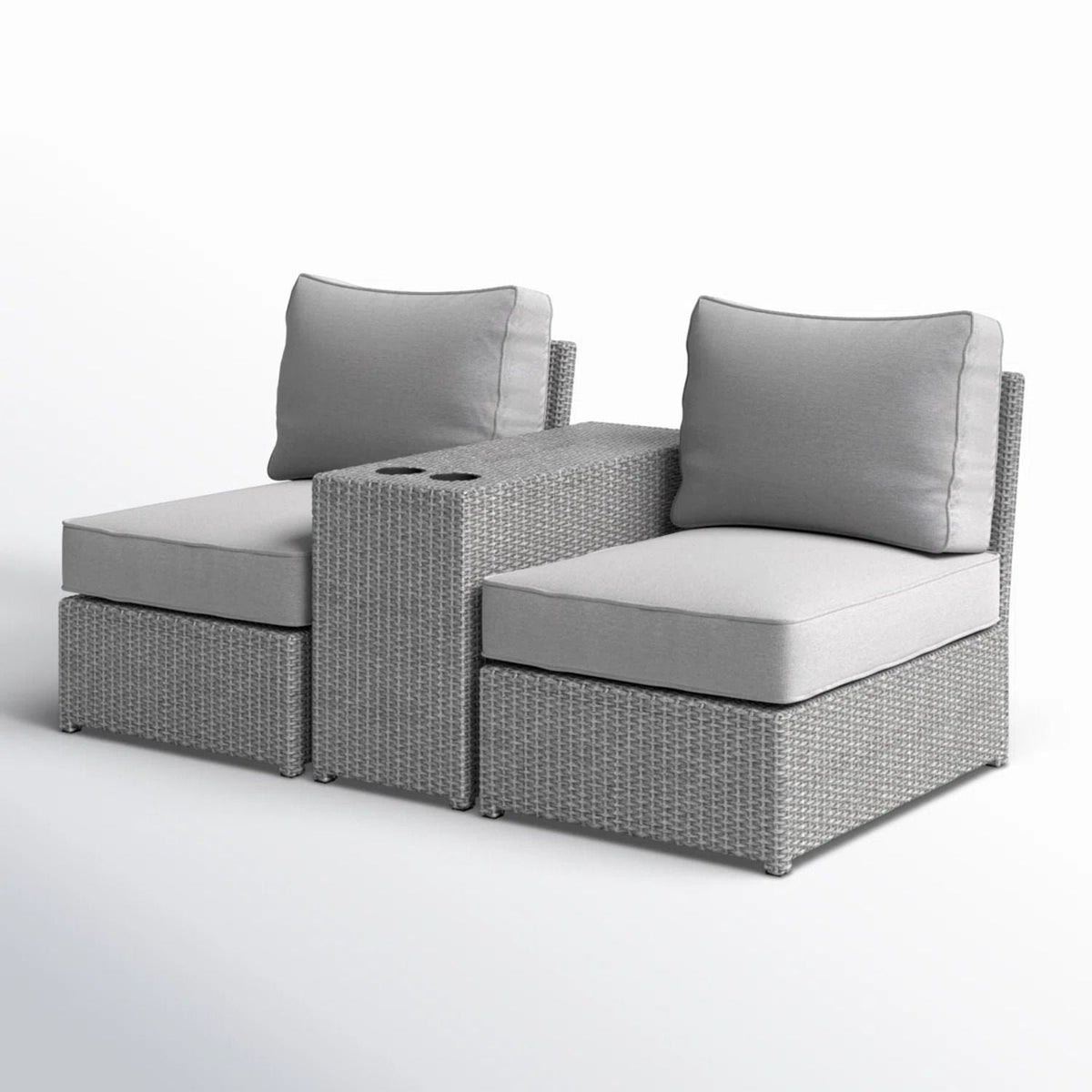 Weather Resistant Wicker Conversation Set with Cushions – Dark Brown or Dark Gray