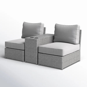 Weather Resistant Wicker Conversation Set with Cushions – Dark Brown or Dark Gray